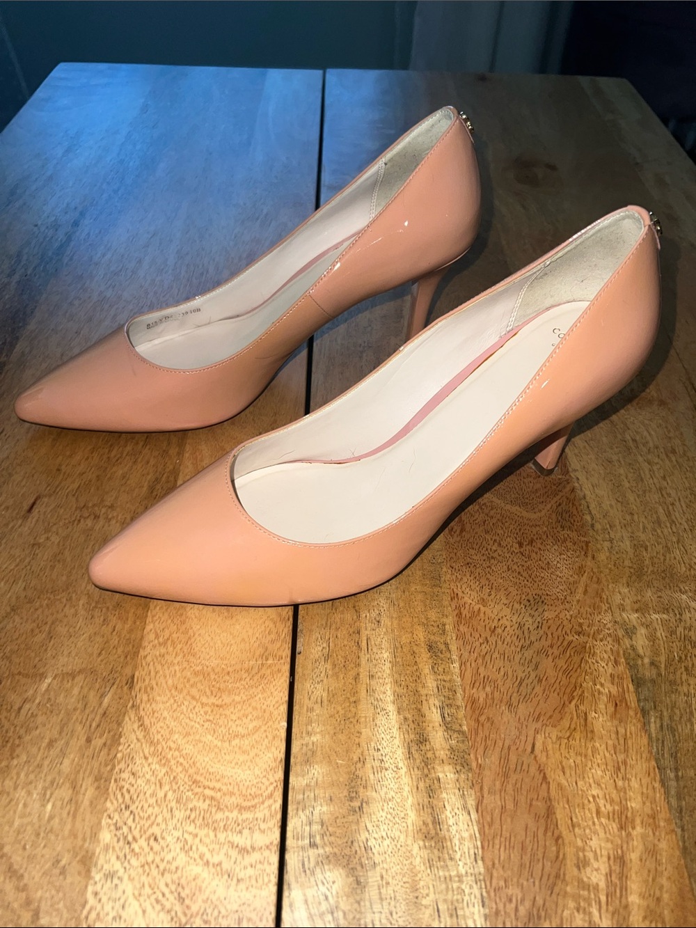 Cole Haan Women's Pink/Nude Patent Pointed-Toe Pumps - Women’s 10